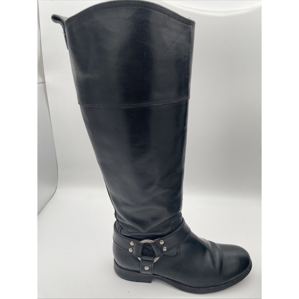 Frye Phillip Harness Black Leather Moto‎ Boots 76827 Women's Size 5.5 B